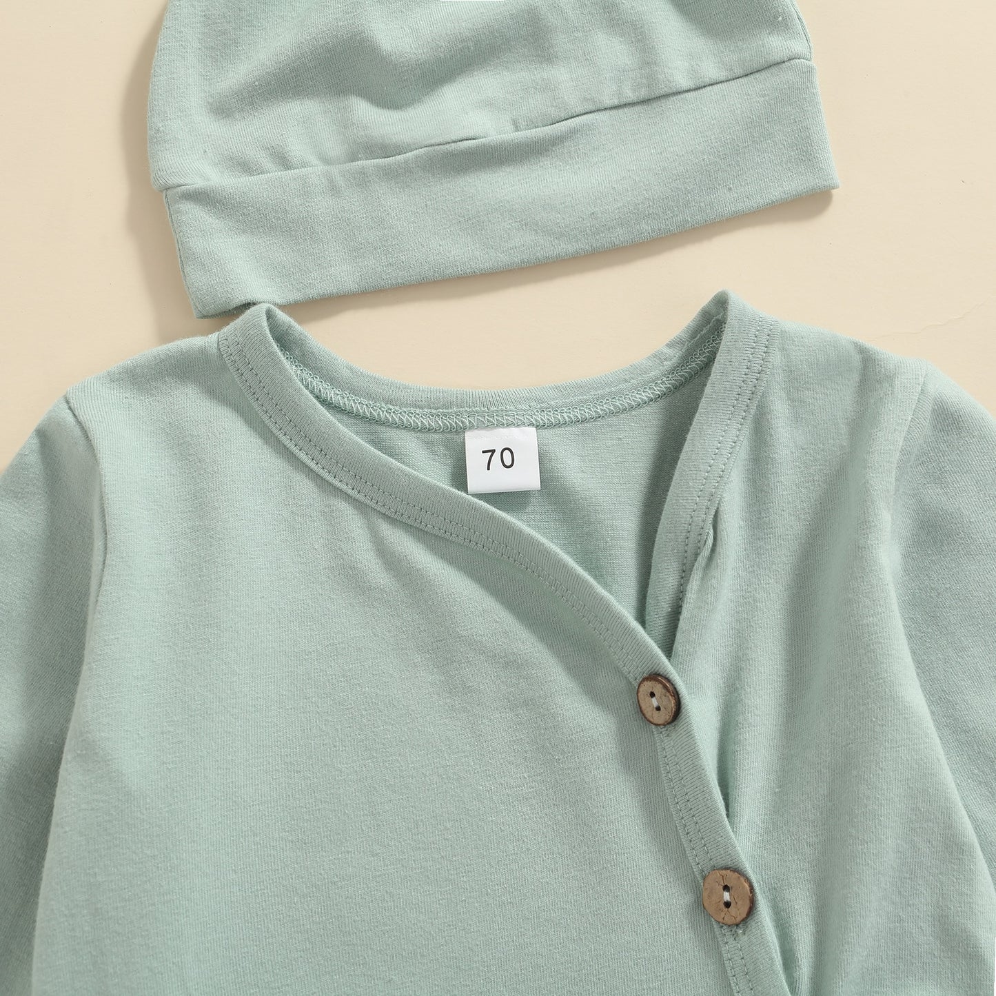 Newborn Cotton Side Button Sleep Sack & Hat in Sage