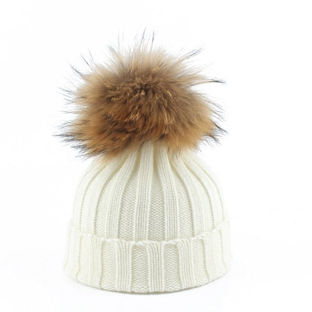 Pom Pom Beanie in White