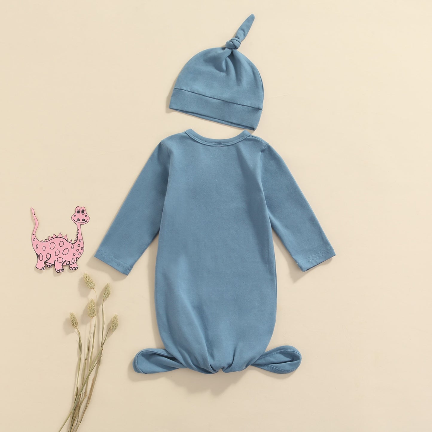 Newborn Cotton Side Button Sleep Sack & Hat in Blue