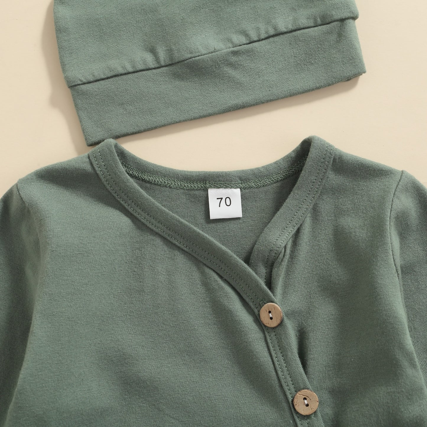 Newborn Cotton Side Button Sleep Sack & Hat in Green