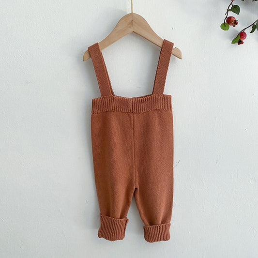 Classic Knit Overalls in Coffee