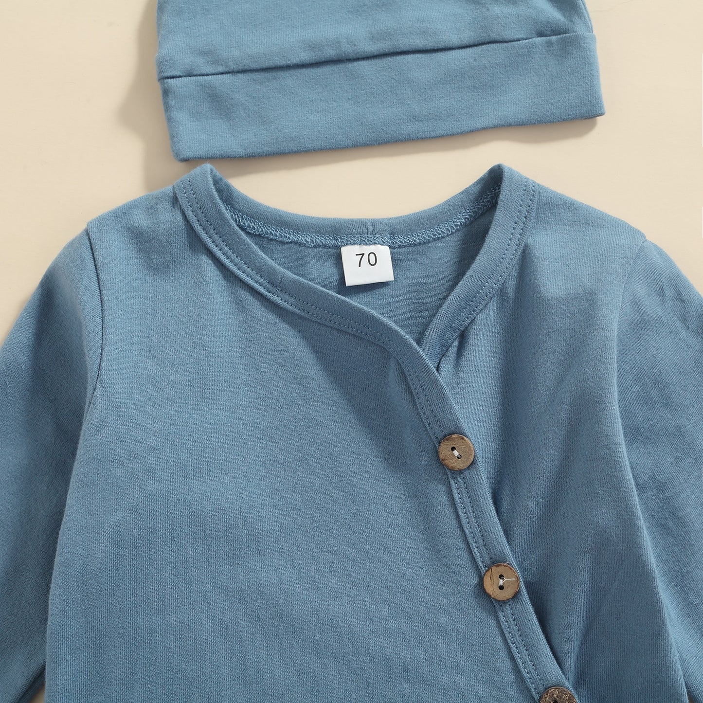 Newborn Cotton Side Button Sleep Sack & Hat in Blue