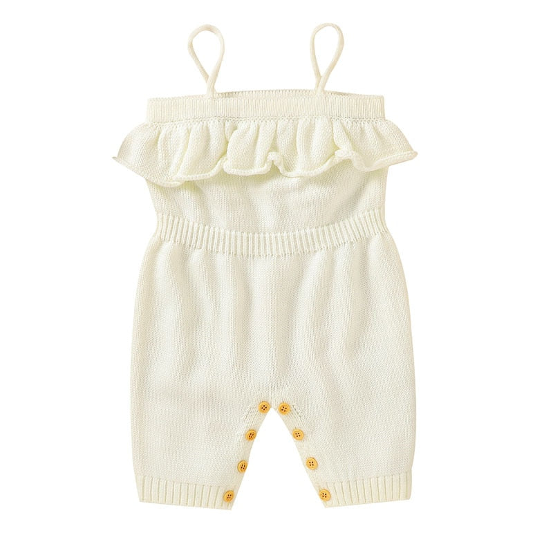 Knit Ruffle Jumper Tank in Cream