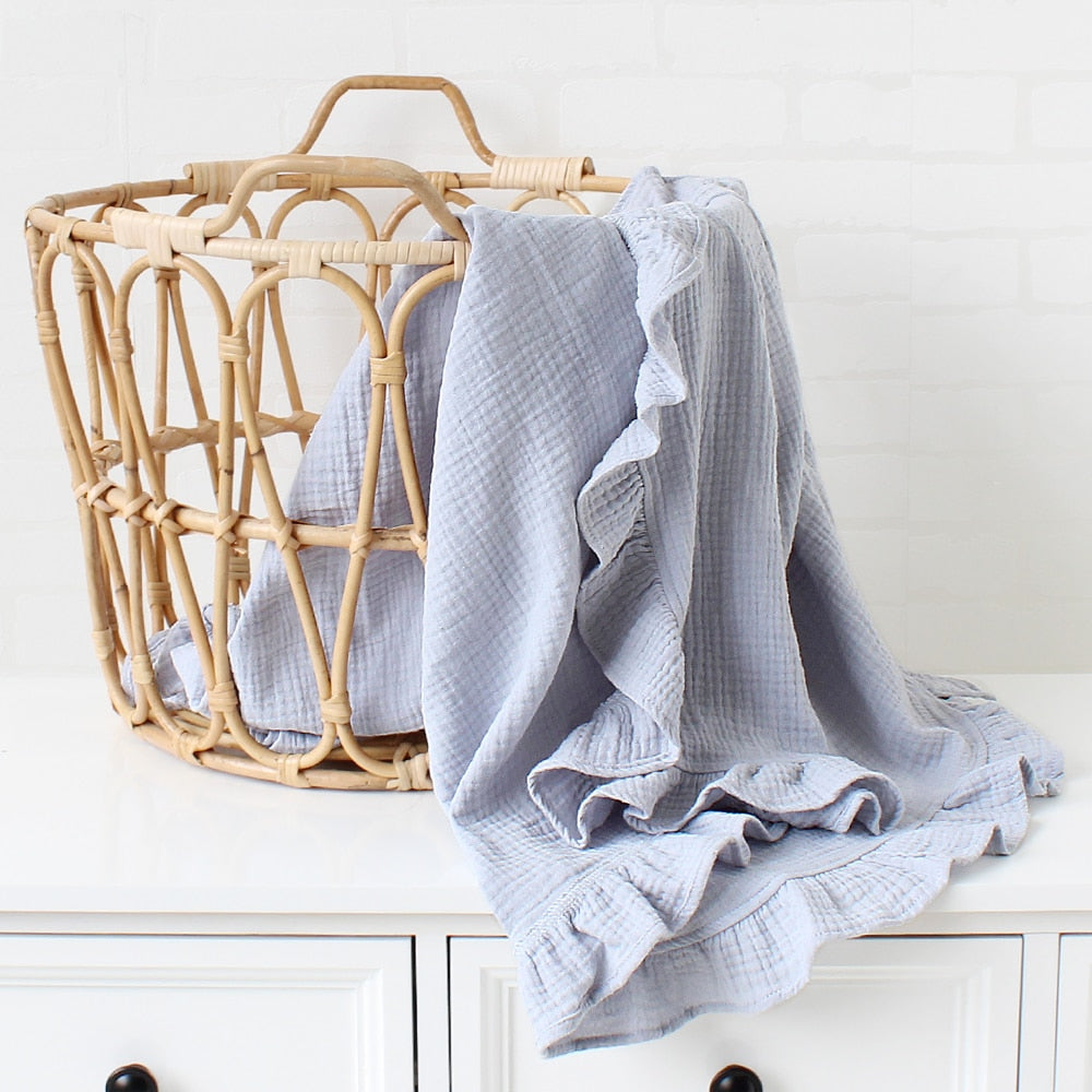 Ruffle Baby Blanket - Slate