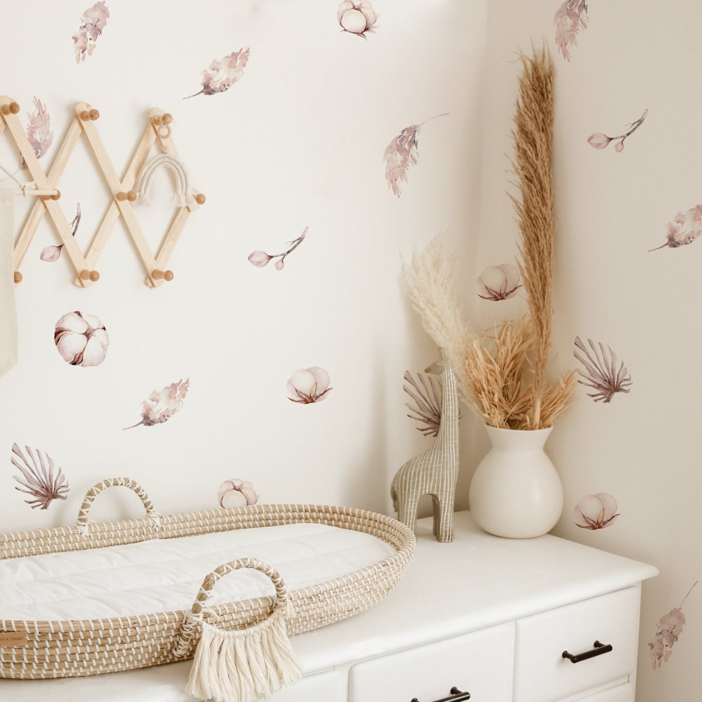 Nursery Wall Decals | Pink Watercolour Foliage