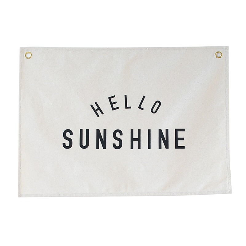 Hello Sunshine Canvas Nursery Flag