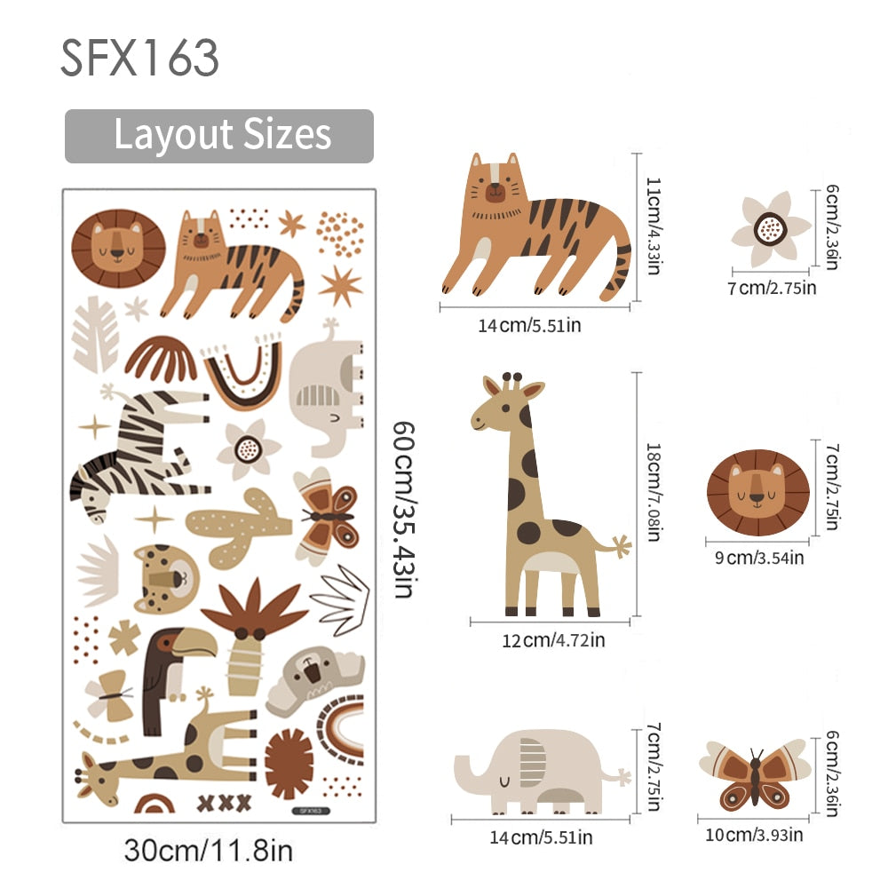 Nursery Wall Decals | Brown Safari Theme