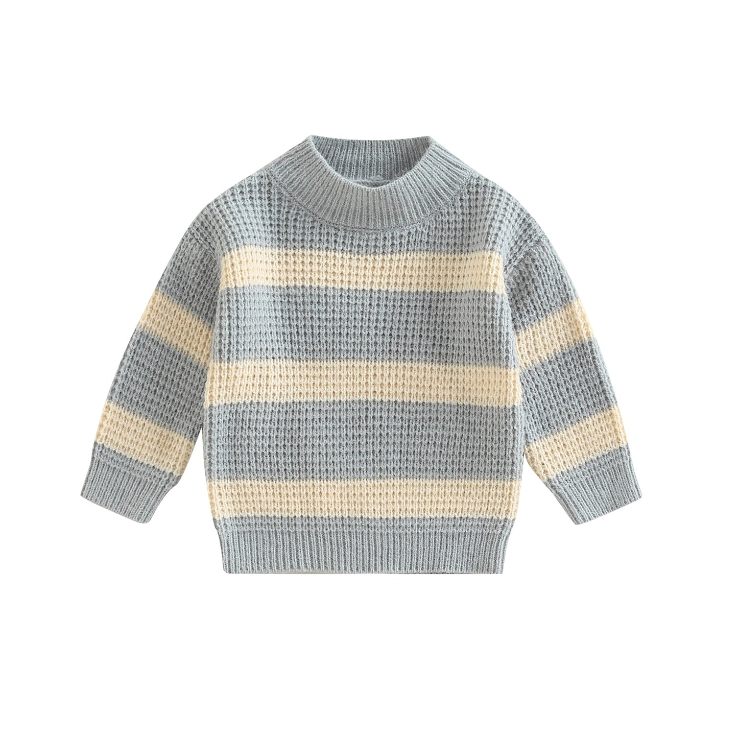 Striped Knit Pullover Sweater in Slate