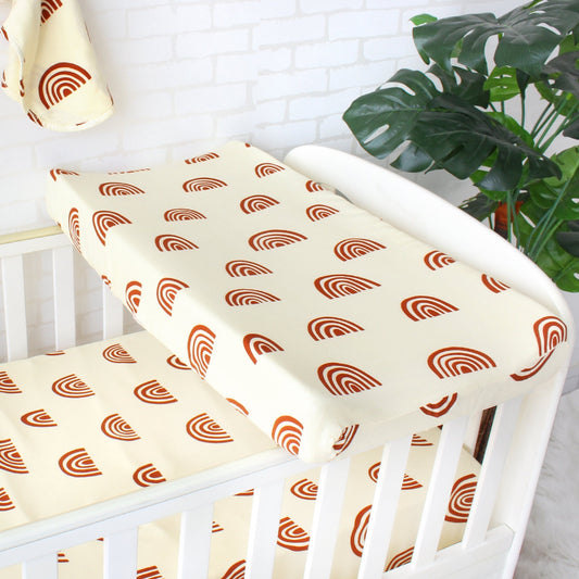 Fitted Changing Pad Cover - Rust Rainbow