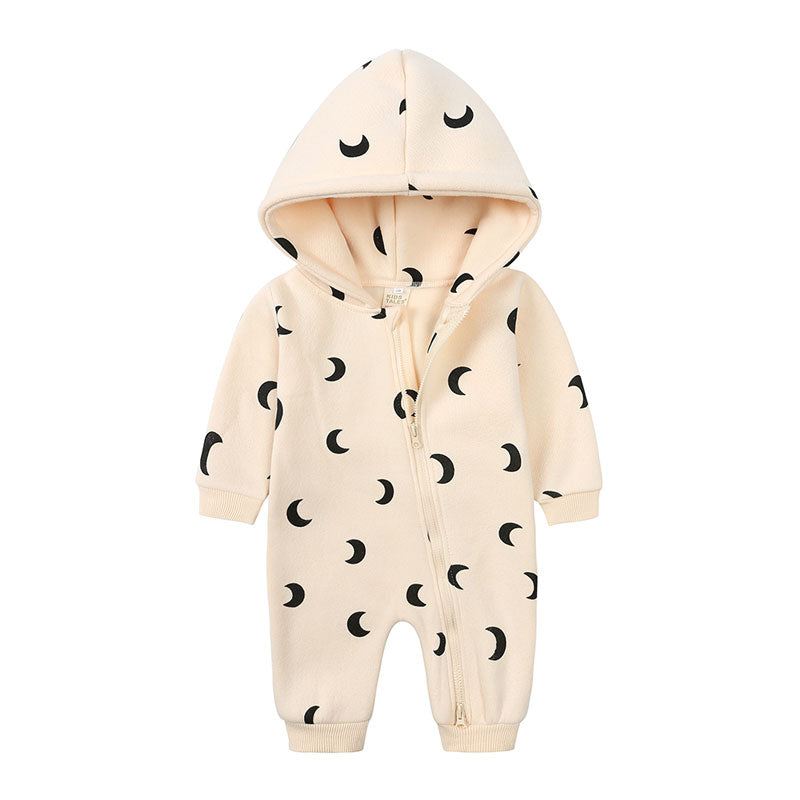 Crescent Moon 2 Way Zip Hooded Romper