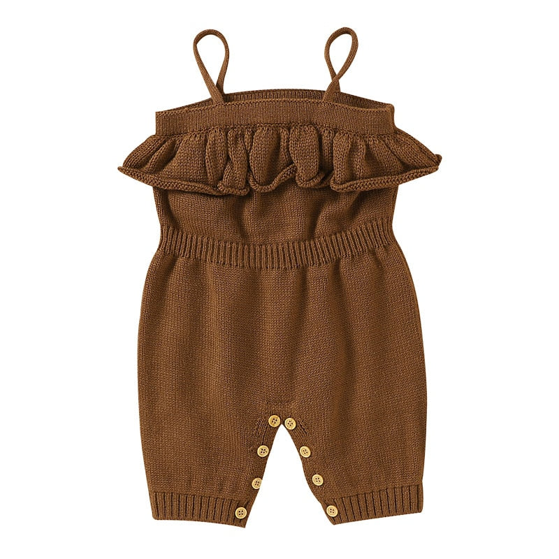 Knit Ruffle Jumper Tank in Brown