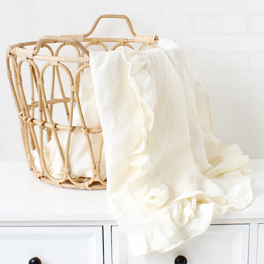 Ruffle Baby Blanket Cream The Neutral Newborn