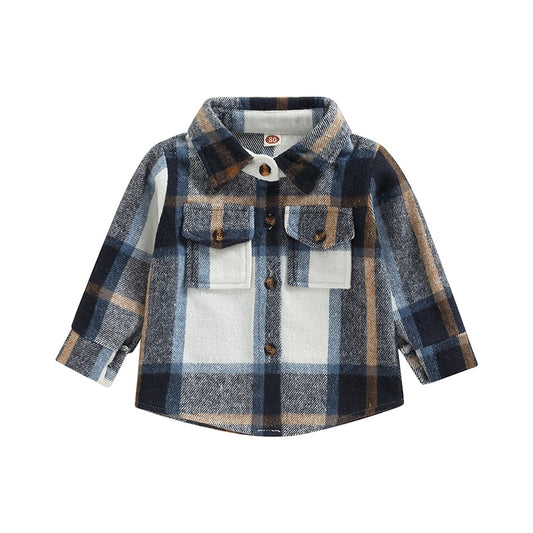 Soft Plaid Shirt in Blue & Khaki