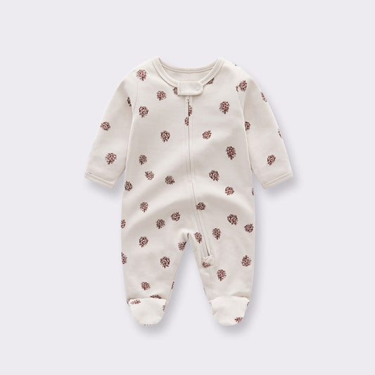 Pinecone Print Zippered Footie