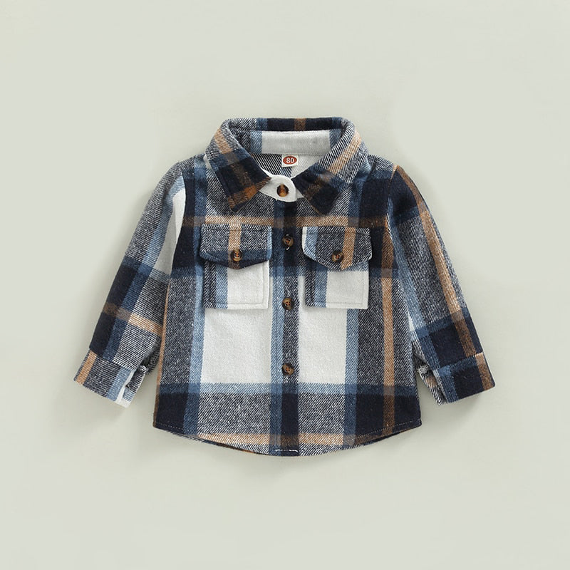 Soft Plaid Shirt in Blue & Khaki