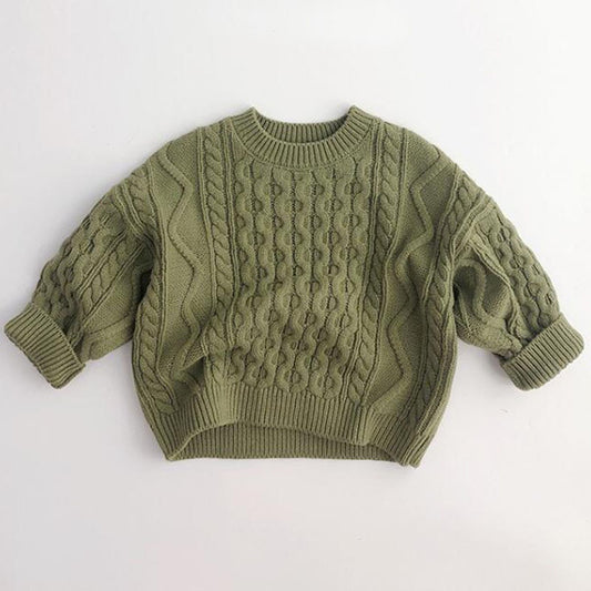 Fisherman's Knit Sweater in Olive Green