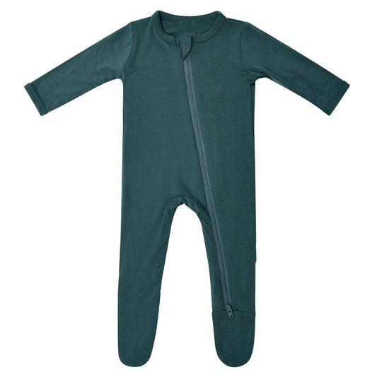 Ultra Soft Zippered Footie in Green