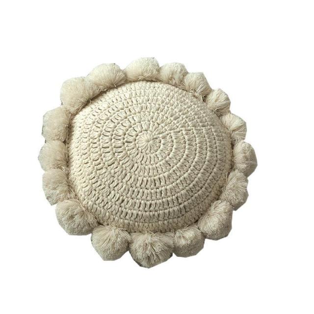 Knit Pom Pom Tassle Throw Pillow