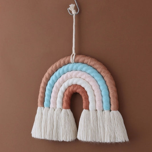 Macrame Rainbow Wall Hanging - Baby Blue and Pink