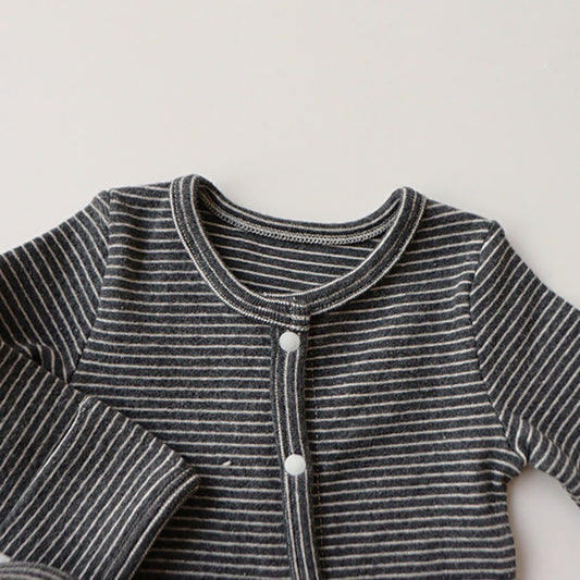 Neutral Striped Onesie - Dark Gray