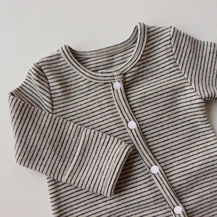 Neutral Striped Onesie - Beige