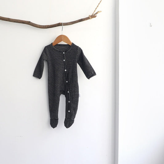 Neutral Striped Onesie - Dark Gray