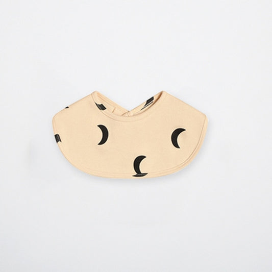 Cloth Baby Bib - Beige with Black Moons